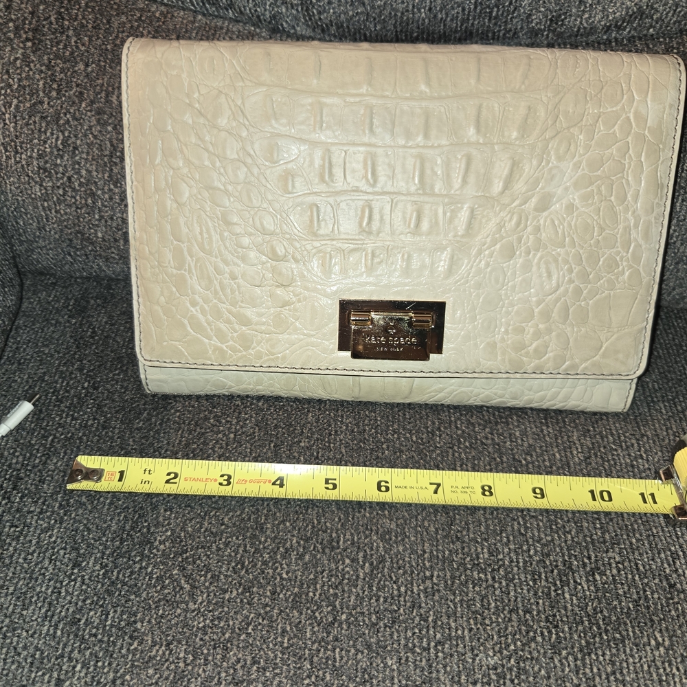 Kate Spade Beige Croc-Embossed Clutch